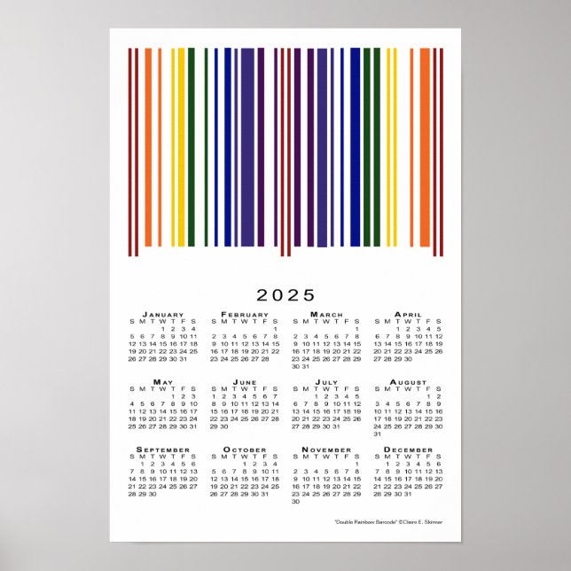 Doppel-Regenbogen-Barcode 2025-Kalender Poster (Vorne)