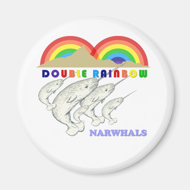 Doppel-Regenbogen-Narwale Magnet (Vorne)