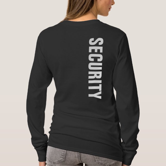 Doppel-Seiten-Drucksicherheit für Frauen Schwarz-w T-Shirt (Rückseite)