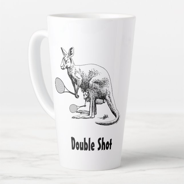 Doppel Shot Kangaroo Tennis Player Milchtasse (Linke Ecke)