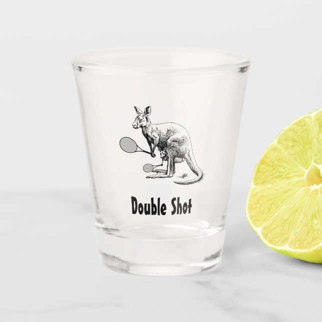 Doppel Shot Kangaroo Tennis Schnapsglas (Vorderseite)