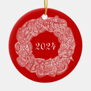 Doppel-Side-Gedenkrez (Joy/Year) Keramik Ornament