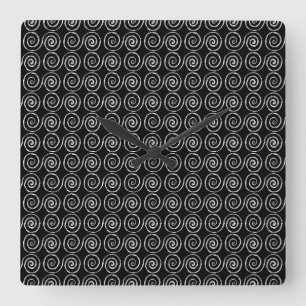 Doppel-Spiral-Keltenmuster Quadratische Wanduhr