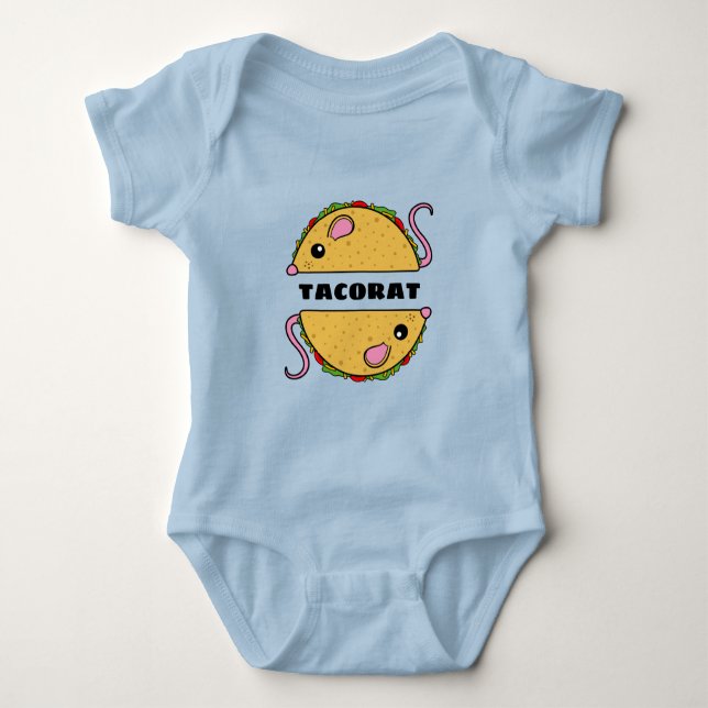 Doppel Taco Rat Baby Bodysuit (Schwarzer Text) Baby Strampler (Vorderseite)