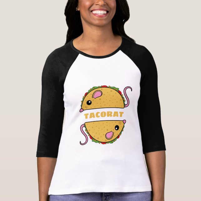 Doppel-Taco-Rat-Raglan-T - Shirt (Gelber Text) (Vorderseite)