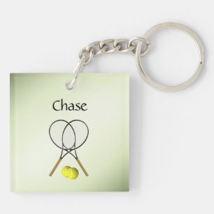 Doppel Tennis Thema Sport Green Personalisiert Schlüsselanhänger