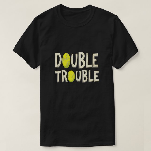 Doppel Trouble Funny Tennis Balls T-Shirt (Design vorne)