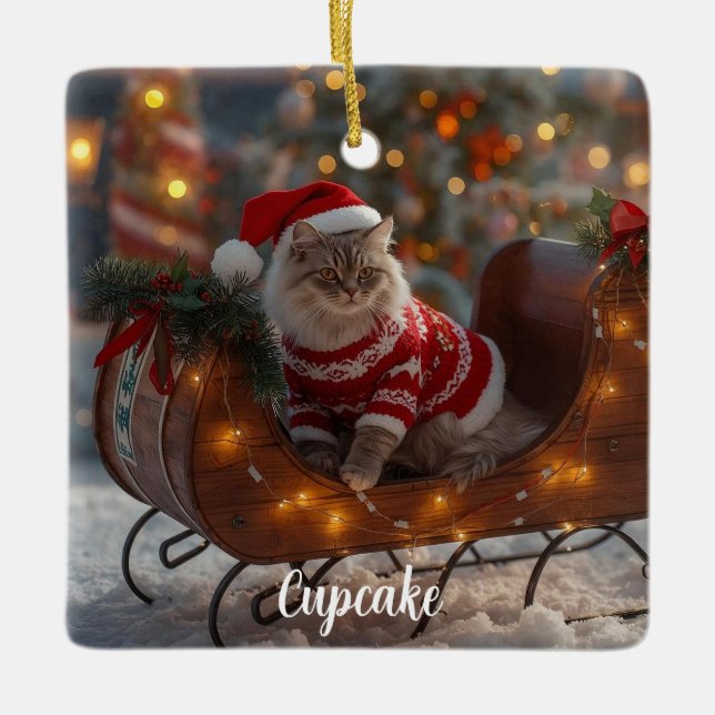 Doppel Trouble Persische Katze Weihnachten Persona Keramikornament (Vorderseite)