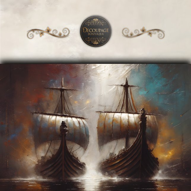 Doppel-Wikinger-Langschiffe-Dekoupage Seidenpapier (Twin Viking Longships Decoupage Tissue Paper)
