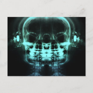 Doppel-X-Ray-Skulls mit Kopfhörern - Aquamarin Postkarte