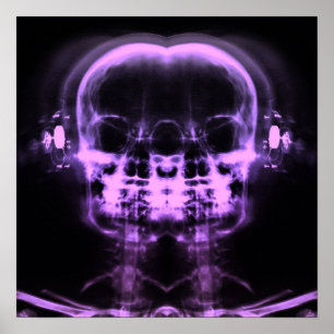 Doppel-X-Ray-Skulls mit Kopfhörern - Lila Poster