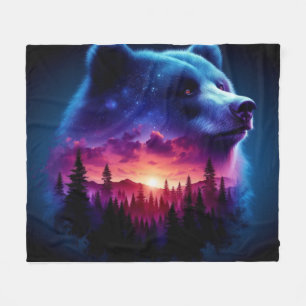 Doppelbelichtetes Bärenportrait mit lebendigem Son Fleecedecke