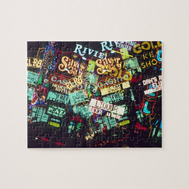 Doppelbelichtung, Casino-Zeichen, Las Vegas, Puzzle (Horizontal)