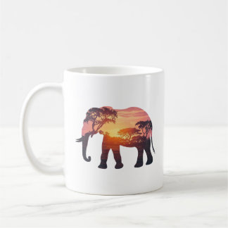 Doppelbelichtungs-Elefanten-Silhouettendesign – Sa Kaffeetasse
