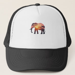 Doppelbelichtungs- Elefantensilhouette-Design – Sa Truckerkappe