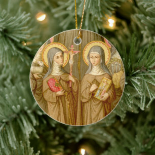 Doppelbild Two Poor Clare Saints (SAU 027) Keramik Ornament