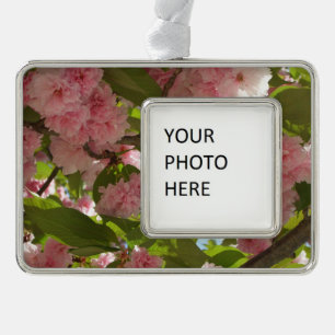 Doppelblühende Kirschbaum III Frühlingsflora Rahmen-Ornament Silber