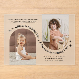 Doppelbogen-Foto Gemeinsame Geburtstagseinladung Acryleinladungen