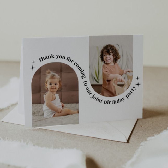 Doppelbogen-Foto Gemeinsame Geburtstagseinladung Dankeskarte (Von Creator hochgeladen)