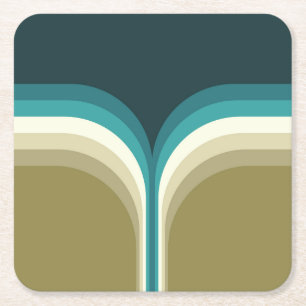 Doppelbogendekoration im Retrostil Rechteckiger Pappuntersetzer