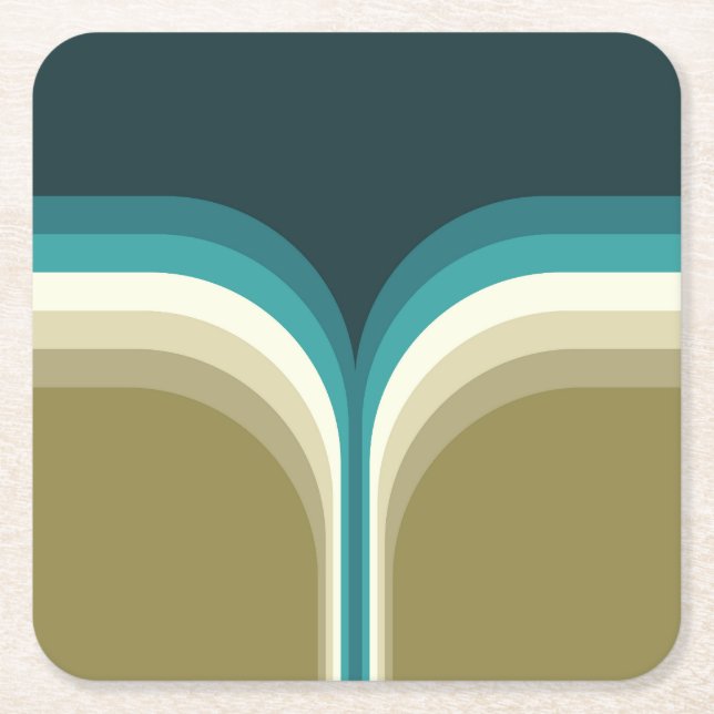 Doppelbogendekoration im Retrostil Rechteckiger Pappuntersetzer (Vorderseite)
