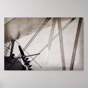 Doppeldecker-Flügel-Abstrakt-Antik-Flugzeug-Kunst Poster