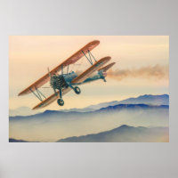 Doppeldecker-Oldtimer-Propeller-Flugzeug