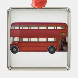 Doppeldecker-Rot-Bus Silbernes Ornament