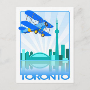 Doppeldecker über Toronto Retro-Design Postkarte