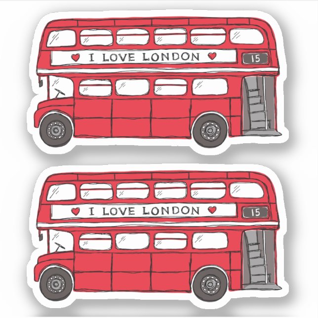 Doppeldeckerbus Red London Aufkleber (Vorderseite)