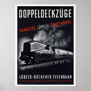 Doppeldeckzucht ~ Vintage Bahnreise Poster