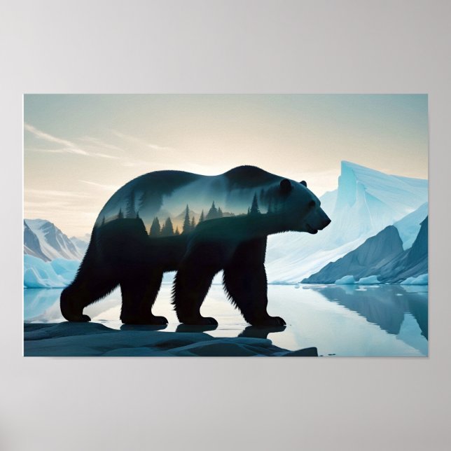 Doppelexposition des Polarbären Tierart im Freien Poster (Vorne)