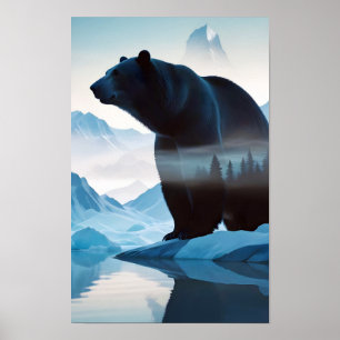 Doppelexposition des Polarbären Tierart im Freien Poster