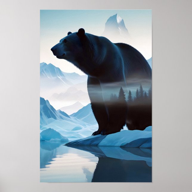 Doppelexposition des Polarbären Tierart im Freien Poster (Vorne)