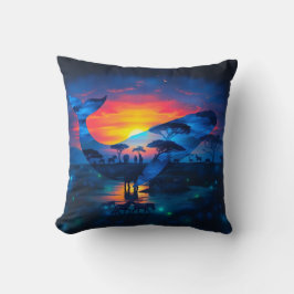 Doppelexposition von Walen und afrikanischen Wildt Kissen