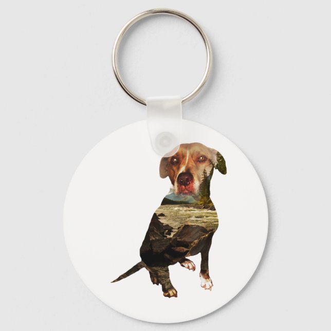Doppelexpositionshund Schlüsselanhänger (Vorderseite)