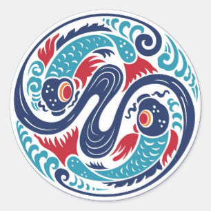 Doppelfische Runder Aufkleber