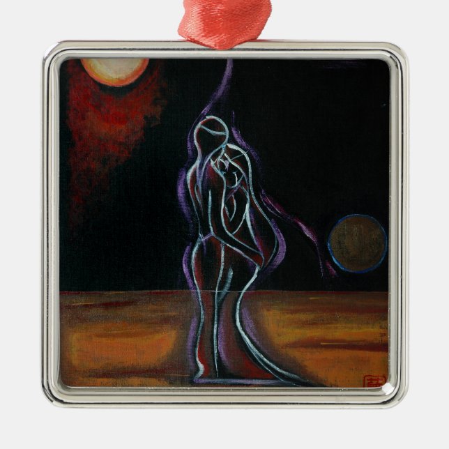 Doppelflammen-Verzierung: Metall Ornament Aus Metall (Vorne)