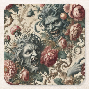 Doppelganger Malevolence - Gothic Floral Pillow Rechteckiger Pappuntersetzer