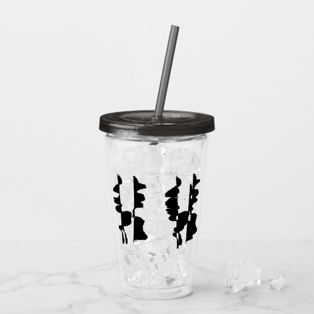 Doppelgesichtiger abstrakter Design-Strohbecher Acryltrinkbecher (Rückseite Ice)