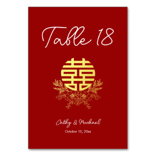 Doppelglück-Blumenkreis chinesische Hochzeit Tischnummer