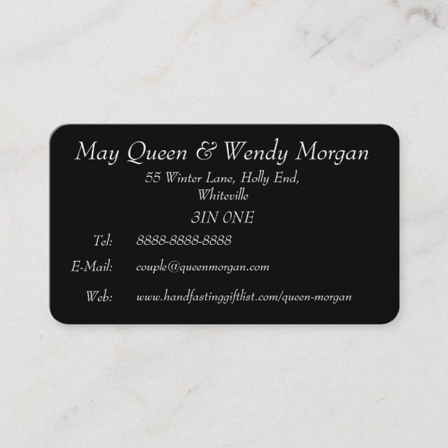 Doppelgöttin lesbische Handfasting Kontakt-Karte Telefonnummerkarte (Vorderseite)