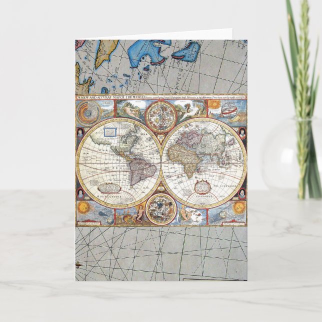 Doppelhemisphäre-Weltkarte des 17. Jahrhunderts Karte (Vorderseite)