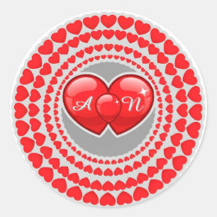 Doppelherz-Illustration für Valentinstag Runder Aufkleber