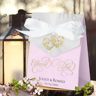Doppelherzen Danke - Rosa/Gold Geschenkschachtel