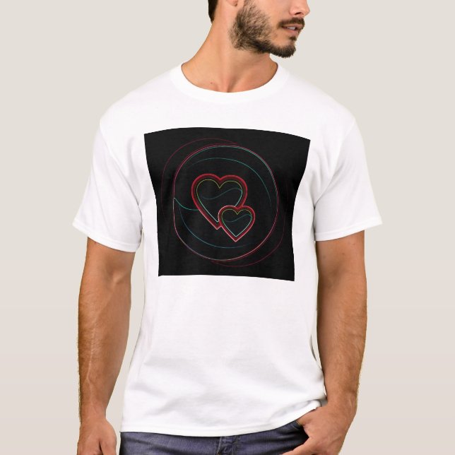 Doppelherzen in Schwarz T-Shirt (Vorderseite)