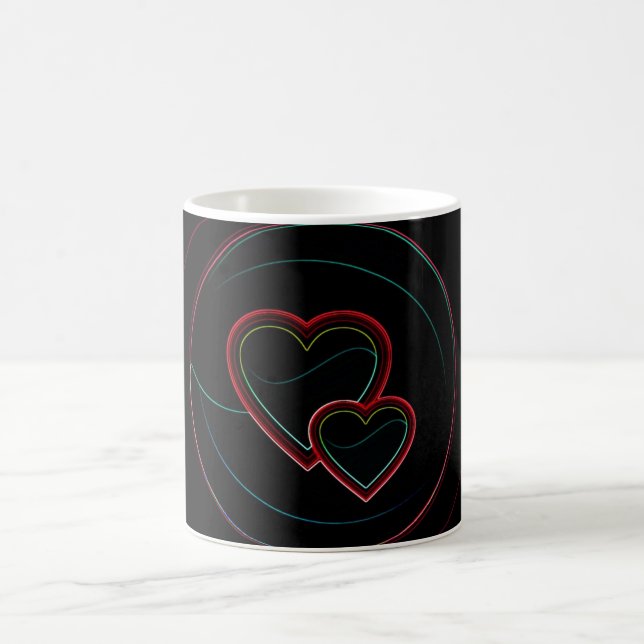 Doppelherzen in Schwarz Tasse (Mittel)