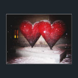 Doppelherzen Postkarte<br><div class="desc">Statue von zwei roten Herzen</div>