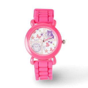 Doppelhügel und Schmetterlinge Rosa Kinder beobach Armbanduhr
