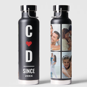 Doppelinitials Schwarzer Minimalwert für Monogra Trinkflasche